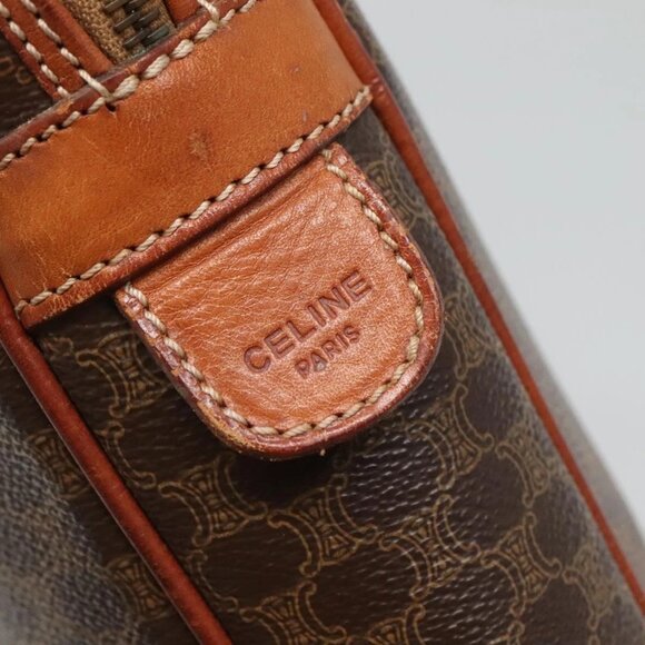 CELINE Macadam Canvas Hand Bag PVC Leather Brown Gold - Picture 11 of 15
